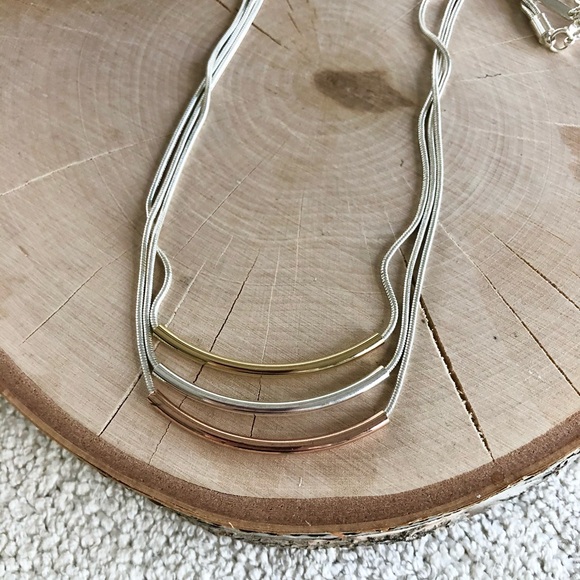 Nine West Triple Strand, Tri-Tone Necklace - Picture 4 of 7